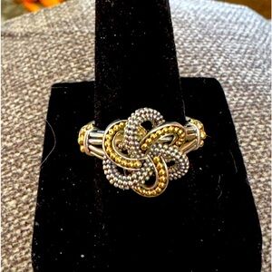 Lagos Sterling & 18k Gold Love Knot Ring, Size 7